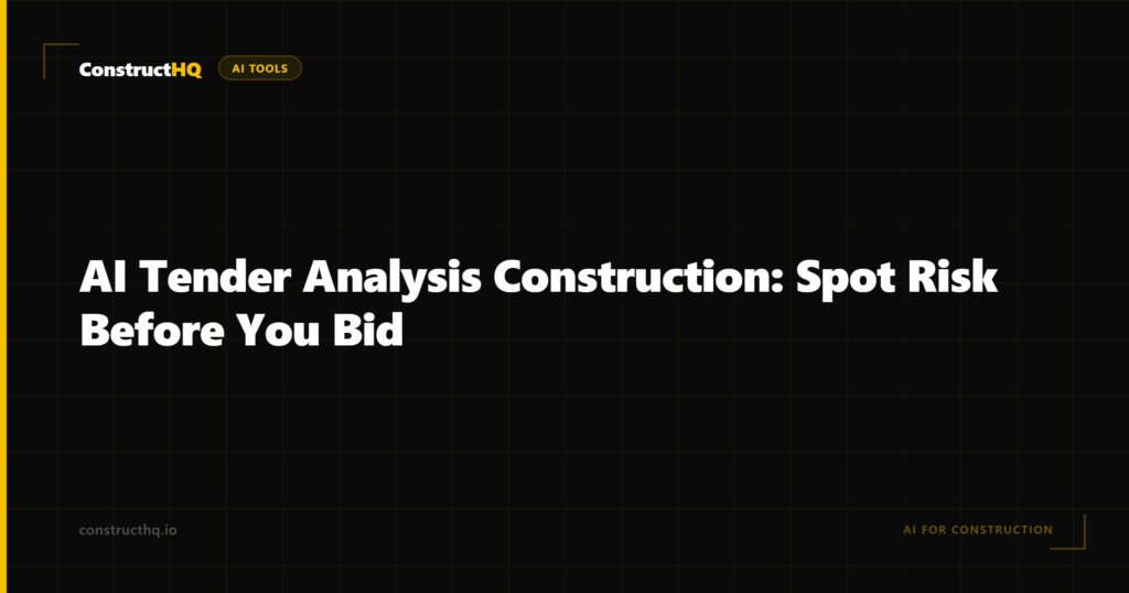 AI Tender Analysis Construction: Spot Risk Before You Bid