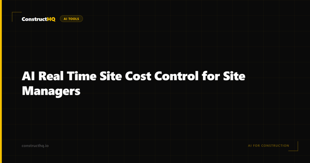 AI Real Time Site Cost Control for Site Managers