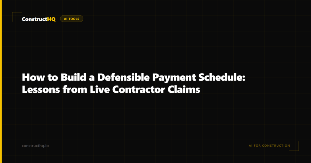 How to Build a Defensible Payment Schedule: Lessons from Live Contractor Claims