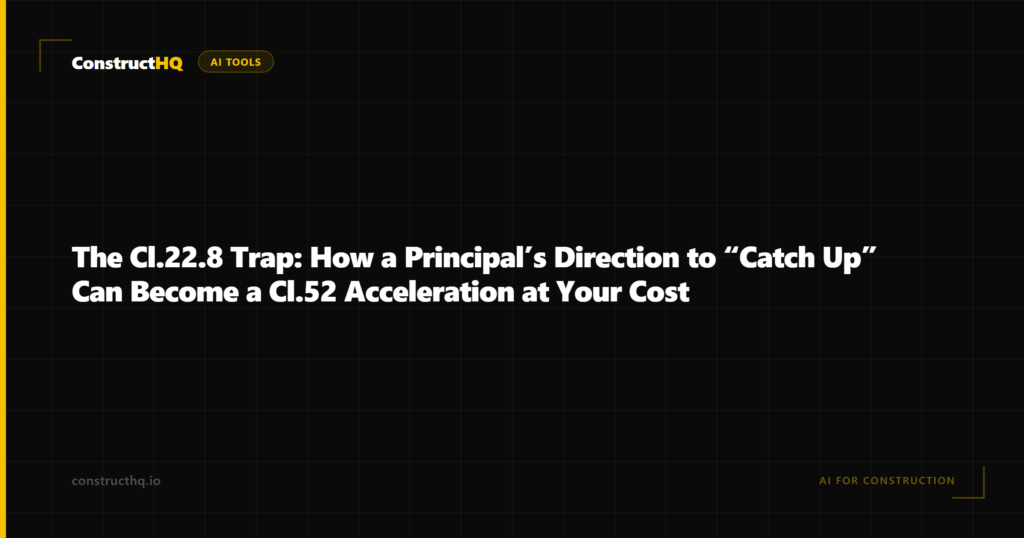 The Cl.22.8 Trap: How a Principal’s Direction to “Catch Up” Can Become a Cl.52 Acceleration at Your Cost