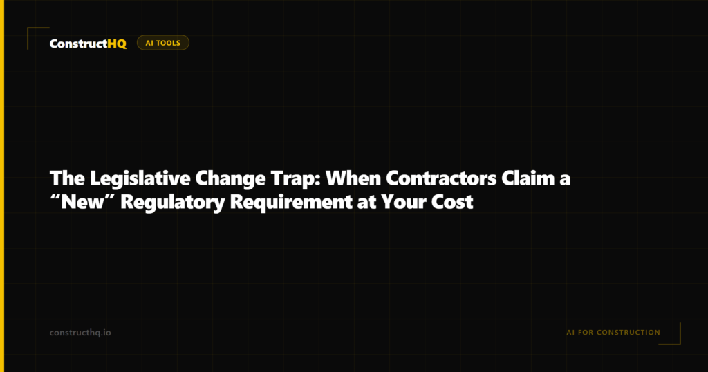 The Legislative Change Trap: When Contractors Claim a “New” Regulatory Requirement at Your Cost
