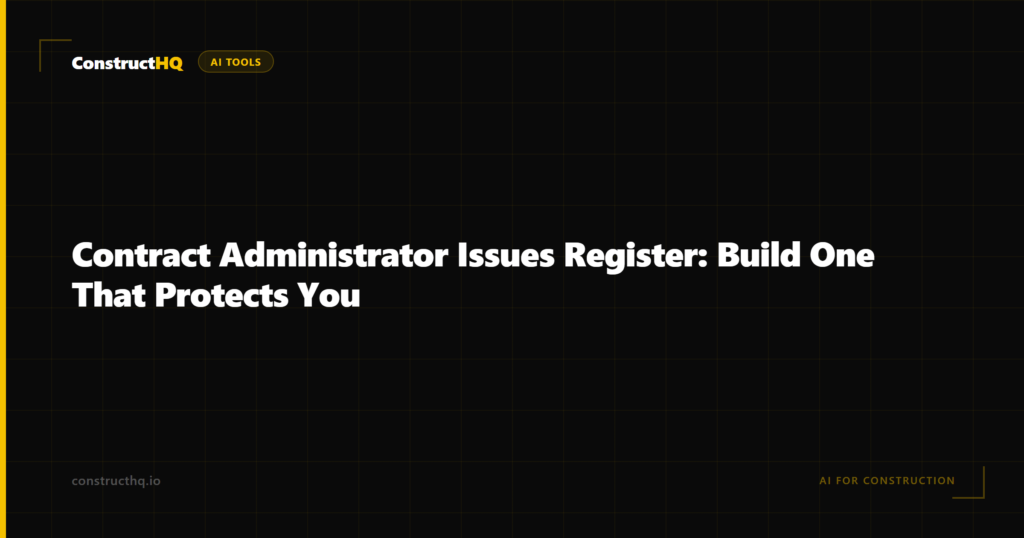 Contract Administrator Issues Register: Build One That Protects You